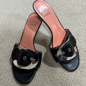 Black Joan & David sandals with silver hardware!